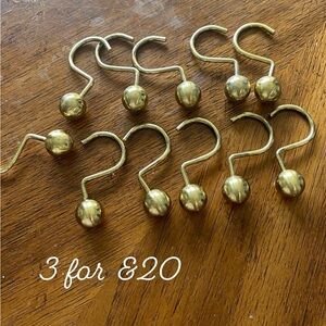 Brass gold ball shower hooks (set of 11) 3itemsfor$20